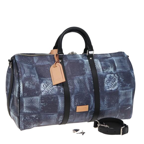 LOUIS VUITTON Damier Salt Keepall Bandouliere 50 Bag Blue N50059 - Picture 1 of 16
